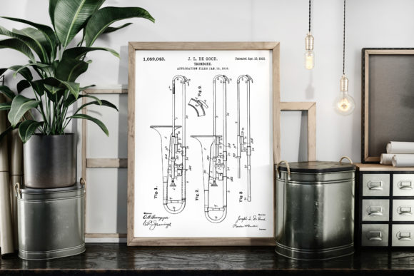 Download Trombone 1913 Patent Poster Blueprint - Premium Resources